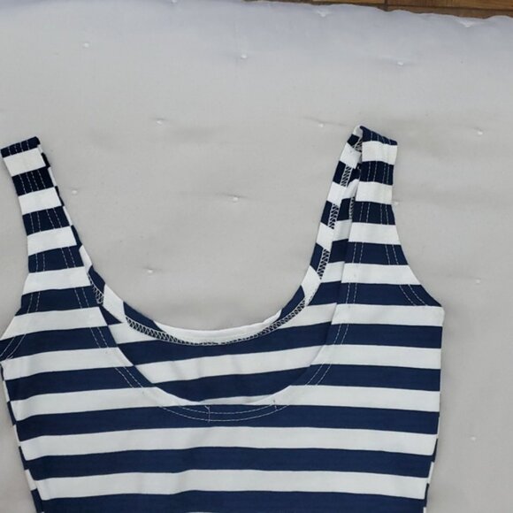 VI HEART-  Navy and White Striped Boat Neck Tank Dress - Picture 7 of 9